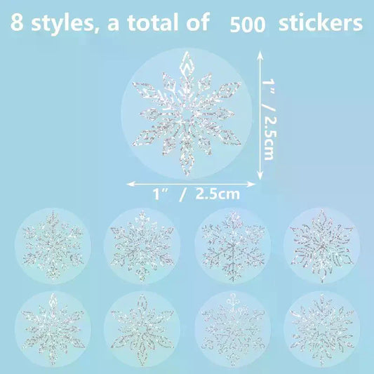 500 Transparent Snowflake Christmas Stickers – Gift & Baking Decorative Stickers Oasis Select