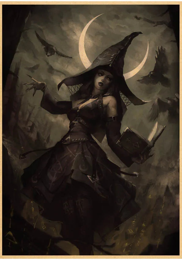 Kitchen Witch Retro Canvas Wall Art Poster | Vintage Brew Print