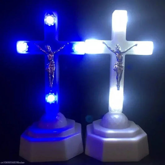 LED Glowing Cross Night Light | Christian Home & Church Decor Religious Cross Decoration Peaceful Pleasures Health and Wellness