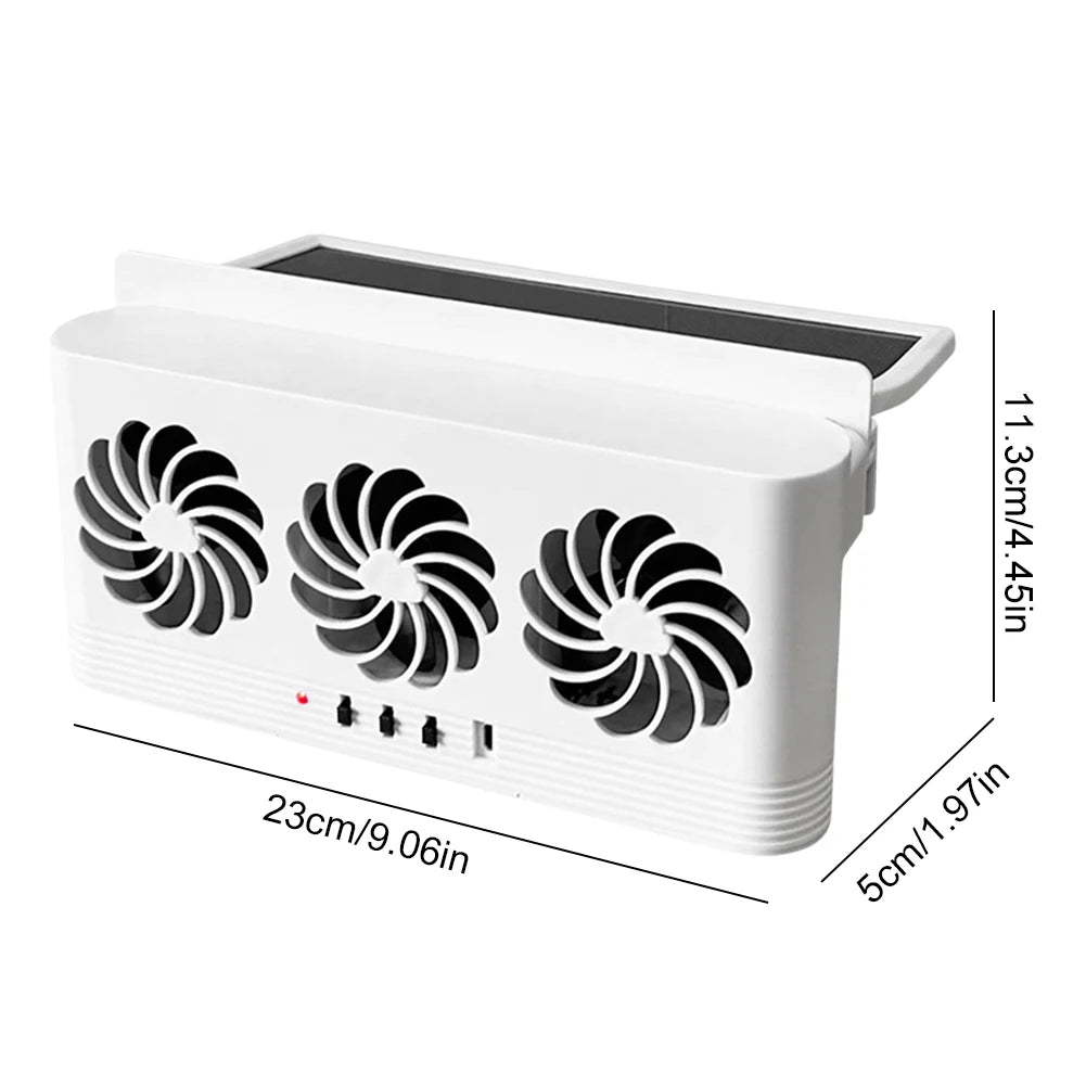 Solar Car Exhaust Fan – Triple Vent Auto Ventilator Peaceful Pleasures Health and Wellness