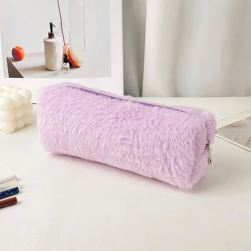 Plush Pencil Case & Makeup Bag – Large Capacity Fluffy Pouch