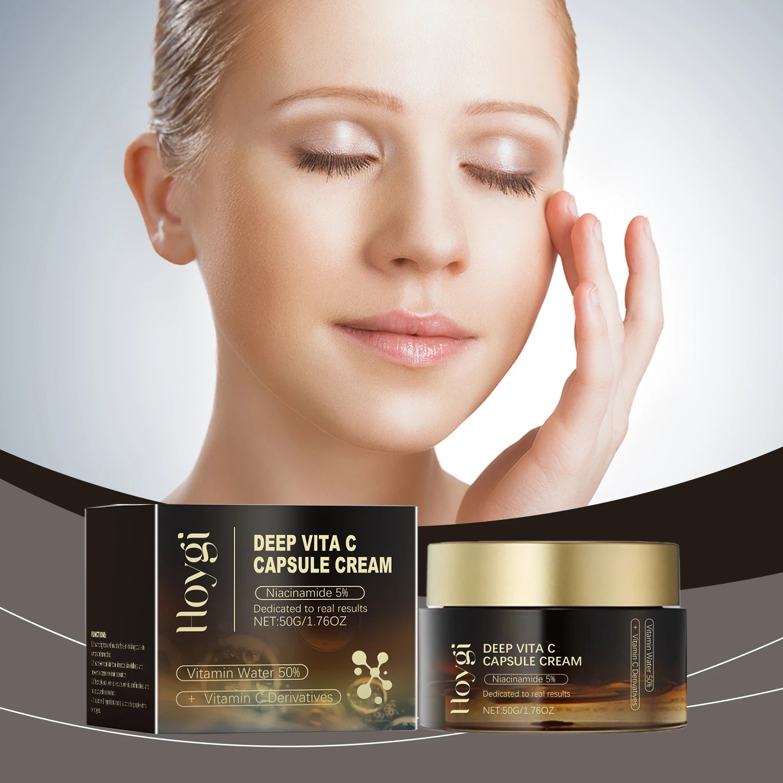 Vitamin C Capsule Facial Cream Even Skin Tone Pigmentation Removal Hydrated Skin Moisturizing Brightening Firming Face Cream Peaceful Pleasures Health and Wellness