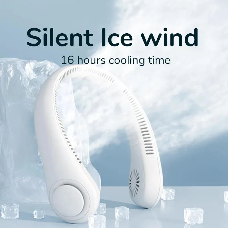 Wholesale Leafless Neck Fan Cooling 3 Speed USB Rechargeable Hands-Free Wearable Personal Cooler for Sports Outdoor Peaceful Pleasures Health and Wellness