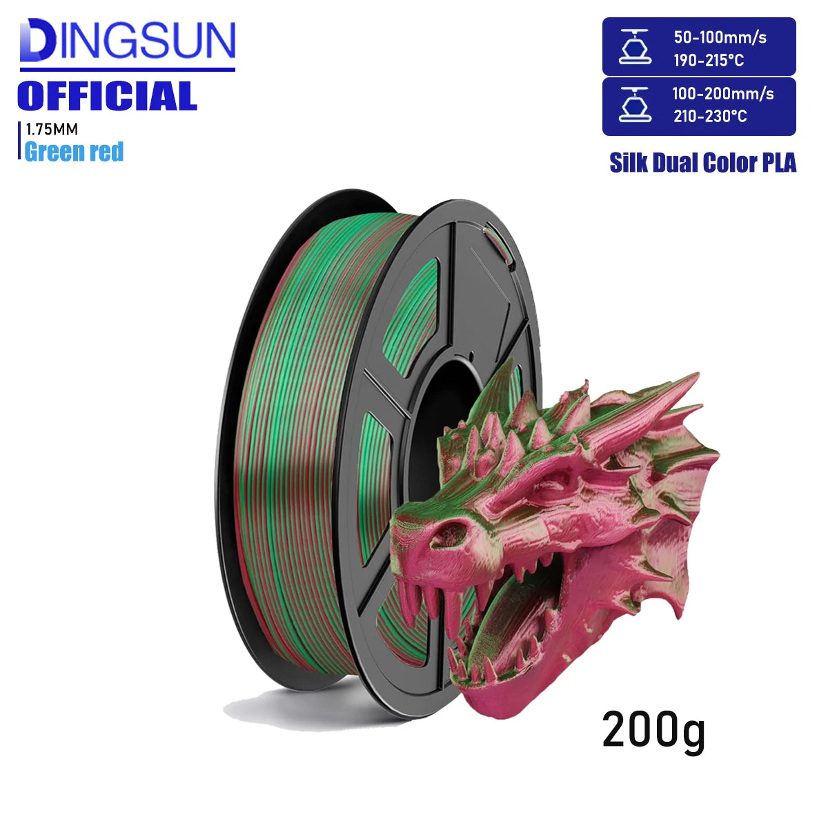 Silk PLA Filament Bundle 4×250g Dual Color Glossy 1.75mm