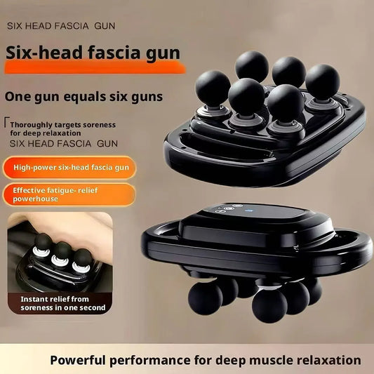 6 Heads Massage Gun Deep Tissue Percussion Massager Electric Muscle Massager For Back Waist Leg Shoulder Sport Gym Fatigue Pain Peaceful Pleasures Health and Wellness