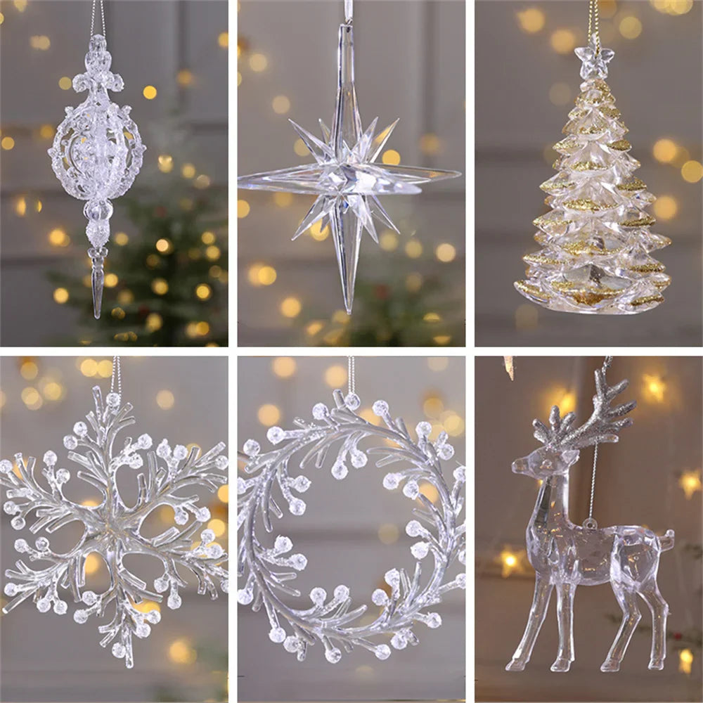 3D Crystal Snowflake Christmas Tree Hanging Ornaments