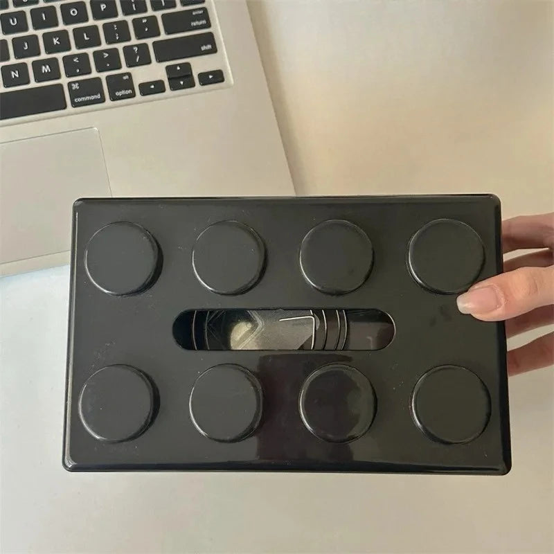 Building Block Tissue Box High Appearance Level Multi-Functional Home Napkin Storage Box Living Room Coffee Table Storage Box Peaceful Pleasures Health and Wellness black 1pc