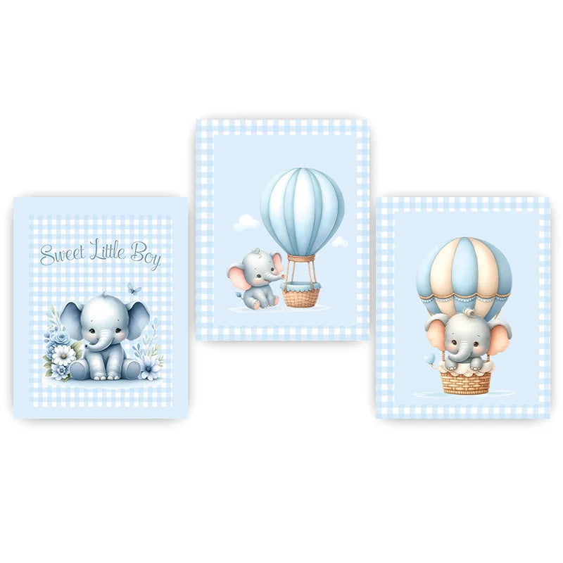 Elephant Hot Air Balloon Nursery Canvas Wall Art | Kids Decor Nursery Canvas Print Peaceful Pleasures Health and Wellness 01 40x50cm No Frame China Mainland