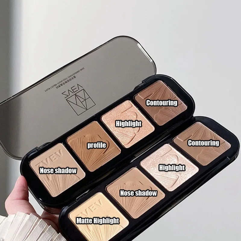 4-in-1 Contour & Highlight Palette | Matte Shimmer Face Sculpting