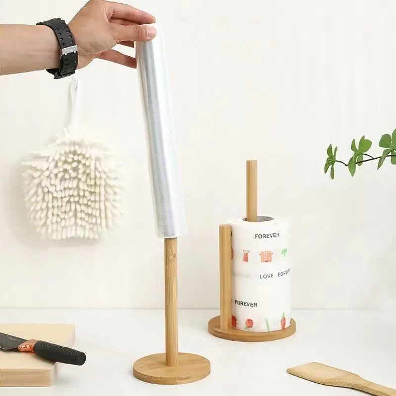 Bamboo Vertical Paper Towel Holder – Freestanding Tissue Rack