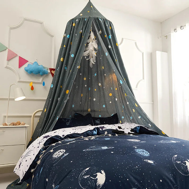 Battilo Bed Canopy Bed Curtain Mosquito Net Child Tent Round Dome Hanging Indoor Castle Play Tent For Kids Children's Room Decor Peaceful Pleasures Health and Wellness Grey 65x250cm