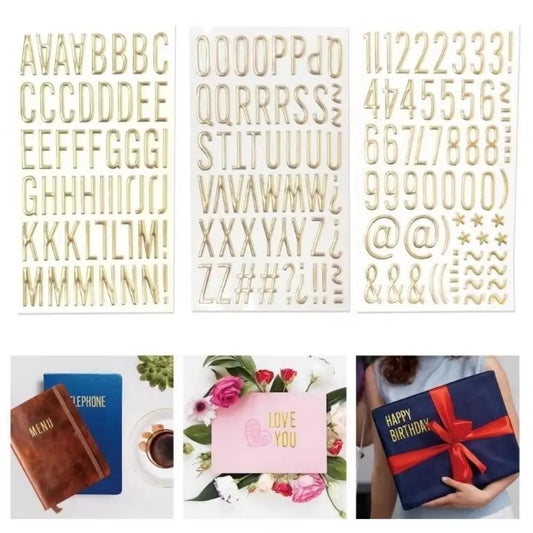 3D Gold Letter & Number Stickers – Puffy Waterproof Decals 3 Sheets Decorative Stickers Oasis Select