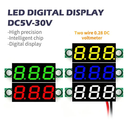 DC 5–30V Mini LED Digital Voltmeter | 0.28" Panel Voltage Meter Digital Voltmeter Oasis Select