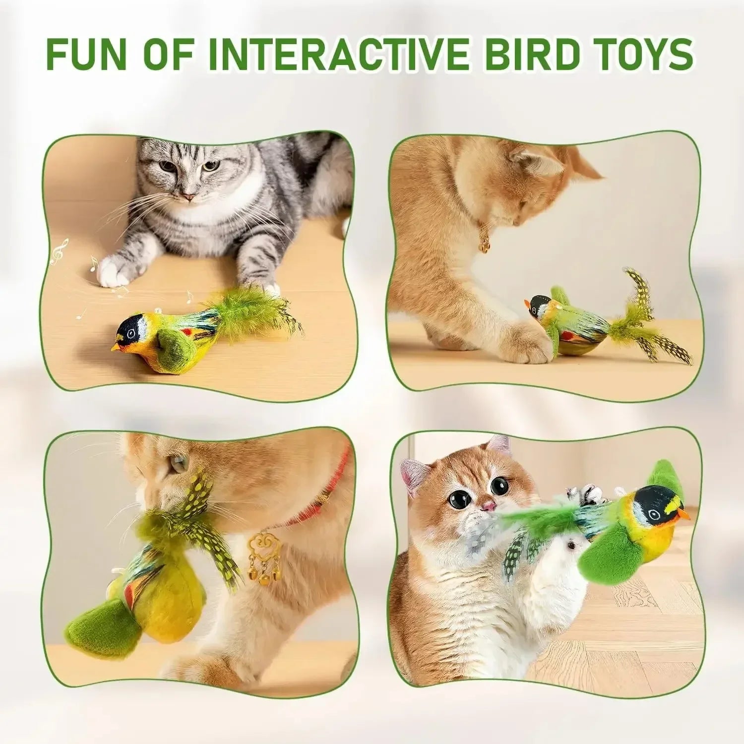 Bird Sound Cat Toy – Elastic Rope Squeaky Interactive Toy Interactive Cat Toy Peaceful Pleasures Health and Wellness
