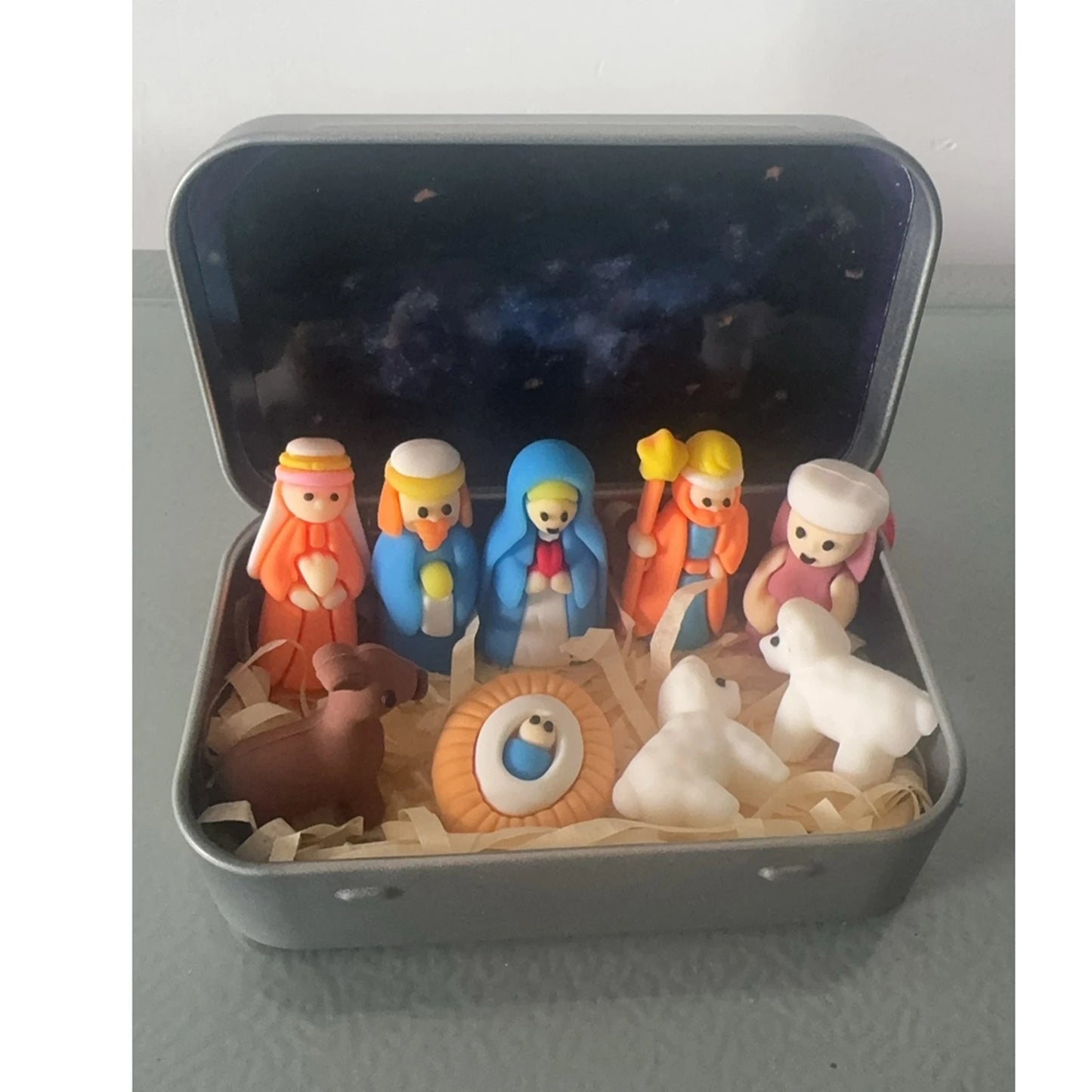 Handmade Wooden Christmas Nativity Scene Box Ornament | Xmas