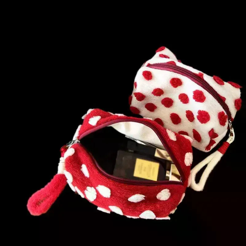 Christmas Style Makeup Bag Dot Cosmetic Pouch With Handle Gift For Women Large Capacity Travel Toiletry Wristlet Purse Organizer Peaceful Pleasures Health and Wellness