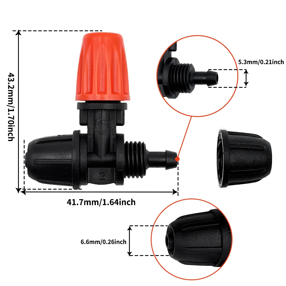 10M-30M Locking Misters,Greenhouse,Farm Mist Irrigation Kits Plant Watering System, 1/4" Drip Tubing Hose and Two-Ways Connector Peaceful Pleasures Health and Wellness