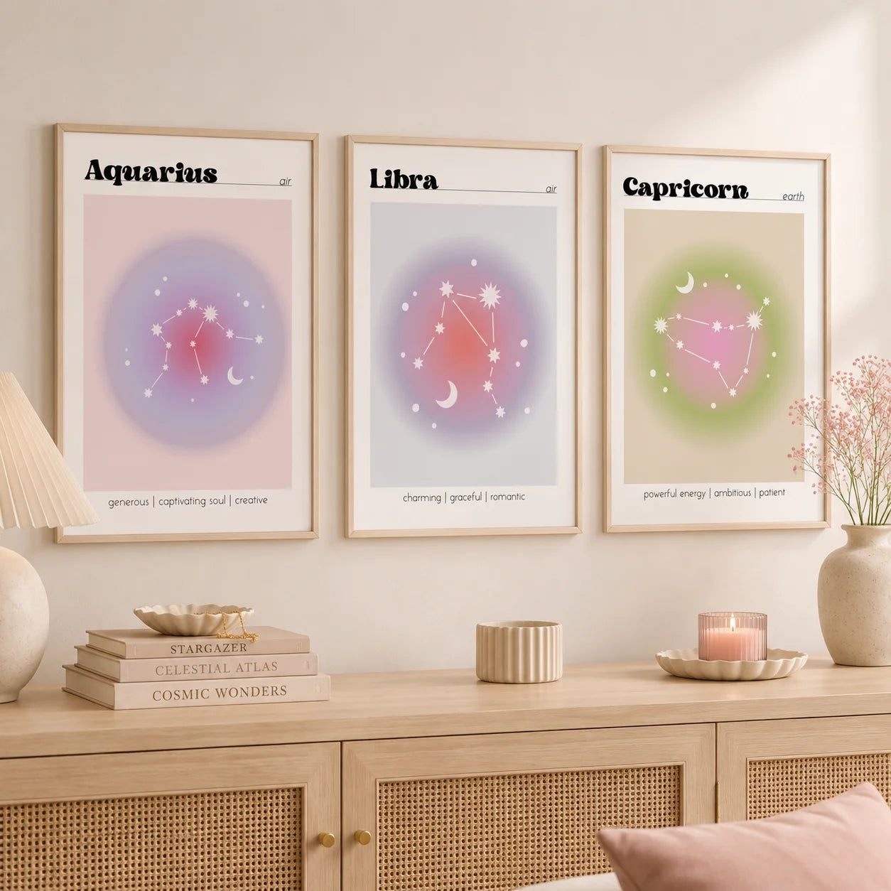 Nordic Constellation Canvas Wall Art | Astrology Gradient Poster Canvas Wall Art Peaceful Pleasures Health and Wellness