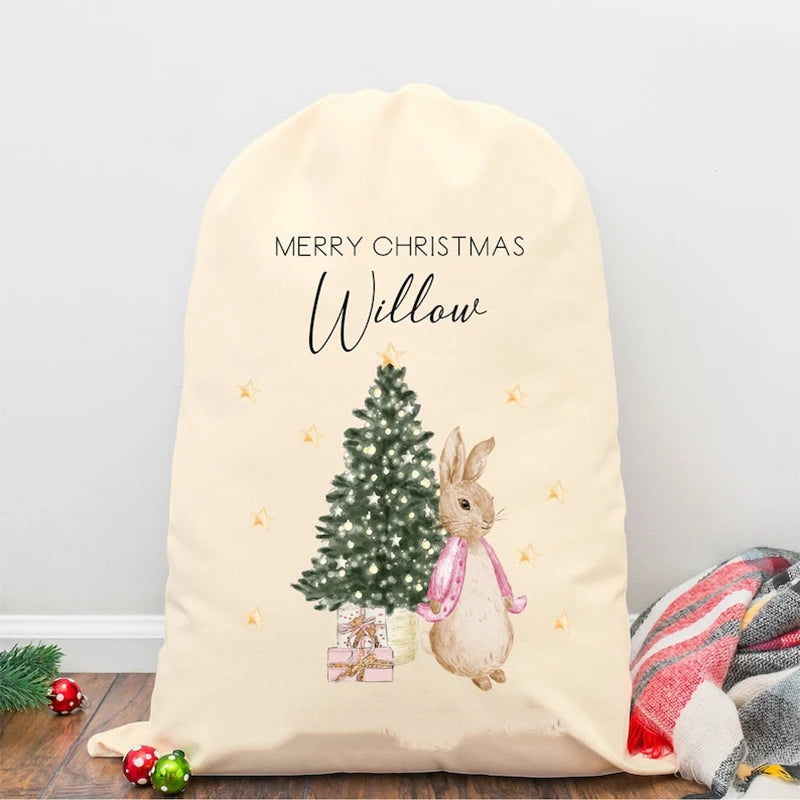 Personalised Bunny Santa Christmas Stocking Sack | Kids Gift