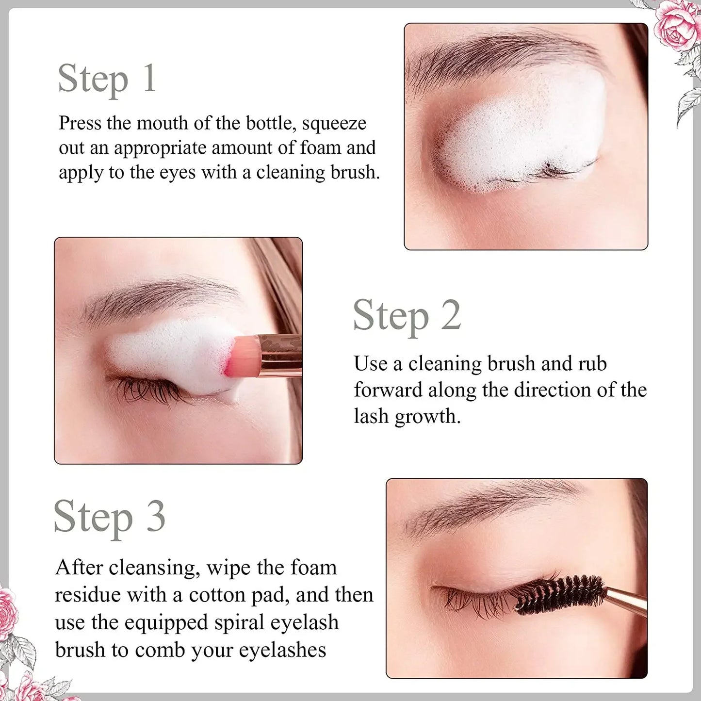 5/10PCS 50ML Eyelash Extension Shampoo Foam Mousse Kit Fast Makeup Glue Removal Foam Set Deeply Cleaning With Brush For Women Peaceful Pleasures Health and Wellness
