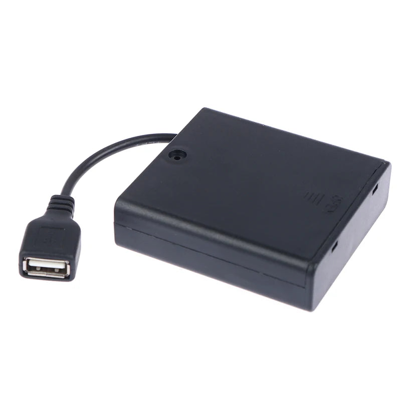 4*AA Battery Case Black 4 X AA USB Battery Box For 5V LED Strip Lights USB Mini Power Supply Suitable For Building Block Use Peaceful Pleasures Health and Wellness