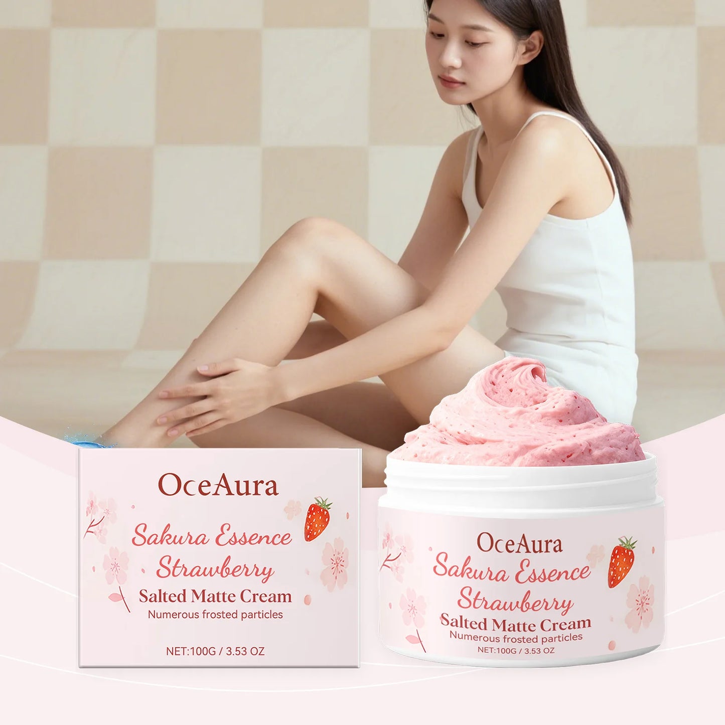 OceAura Sakura Strawberry Body Scrub – Exfoliating & Glowing