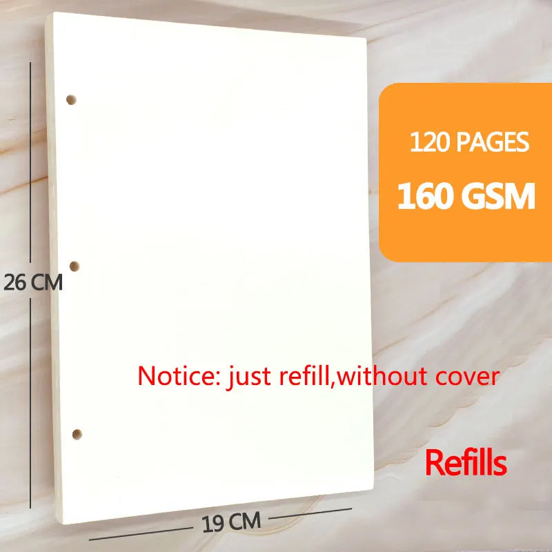 Retro Spiral Sketchbook Linen Hardcover 120 Pages 160GSM Refillable