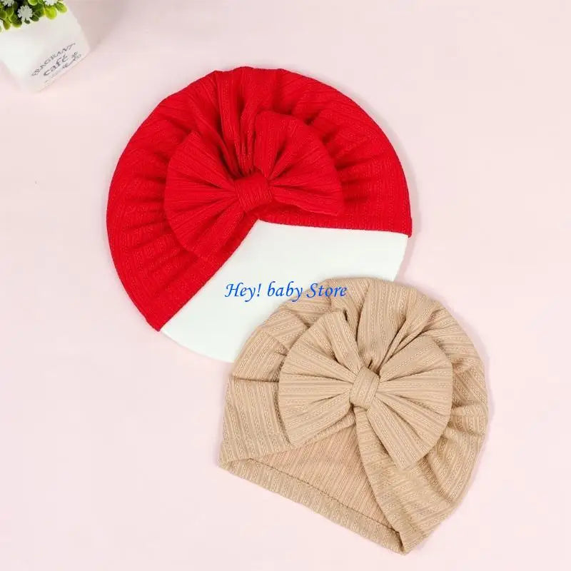 Baby Bowknot Turban Beanie Hat | Newborn Photo Prop 0–12M