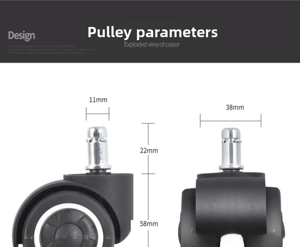 Heavy-Duty Soft Mute Office Chair Caster Replacement Wheels