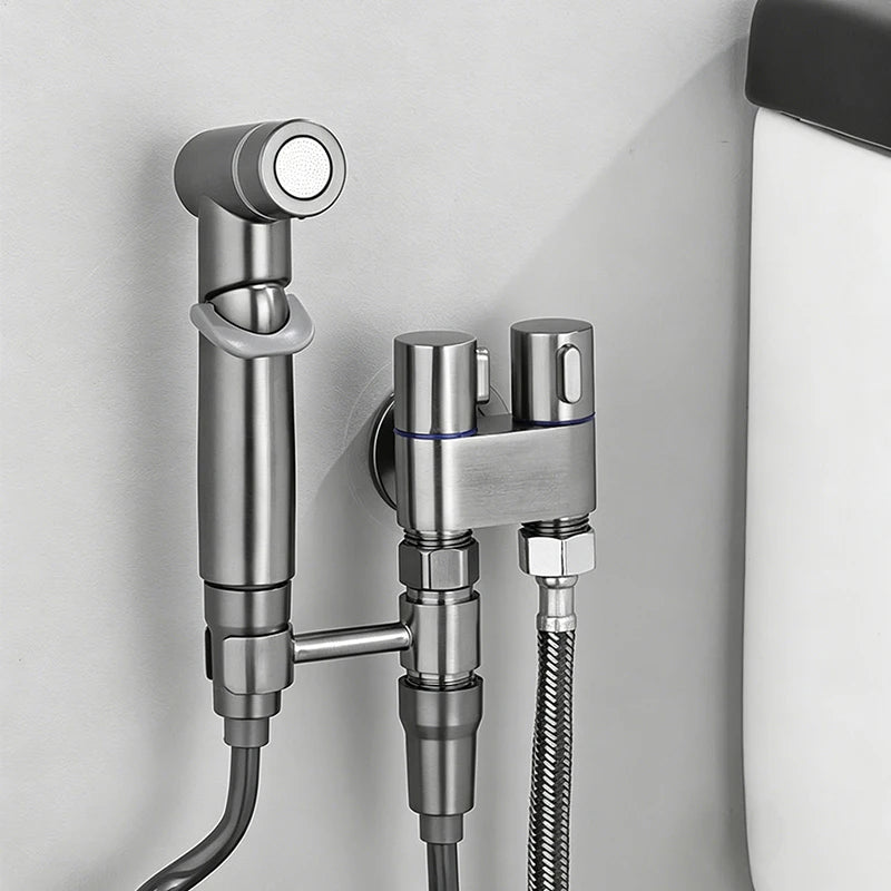 High-Pressure Handheld Bidet Spray Gun | 3-Way Angle Valve