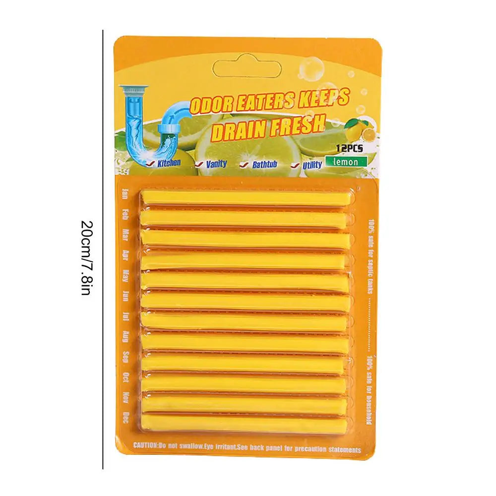 12pcs Enzyme Drain Maintenance Sticks Prevents Clogs & Eliminates Odors in Sinks, Shower, Toilet, Natural Breakdown Formula Peaceful Pleasures Health and Wellness B