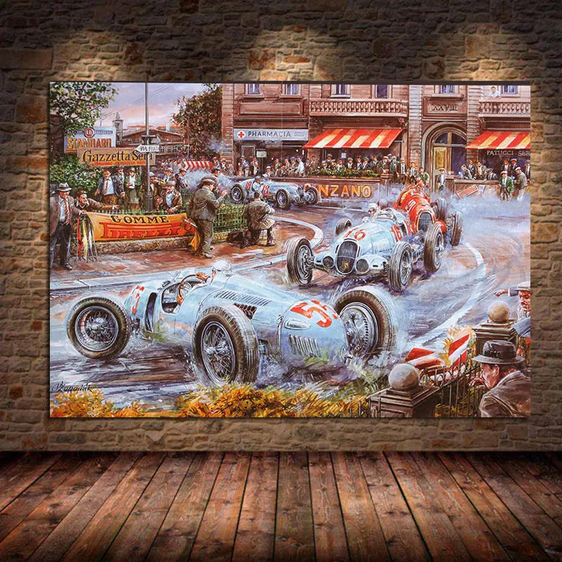 Vintage Racing Car Canvas Wall Art | Retro Classic Car Poster Canvas Wall Art Peaceful Pleasures Health and Wellness 4 20x40cm