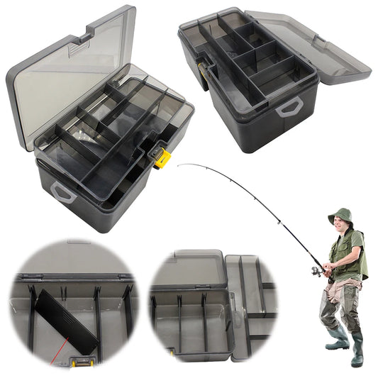 Double Layer Fishing Box Waterproof Plastic Fishing Lure Box with Adjustable Dividers Lure Hook Minnow Bait Storage Case Peaceful Pleasures Health and Wellness