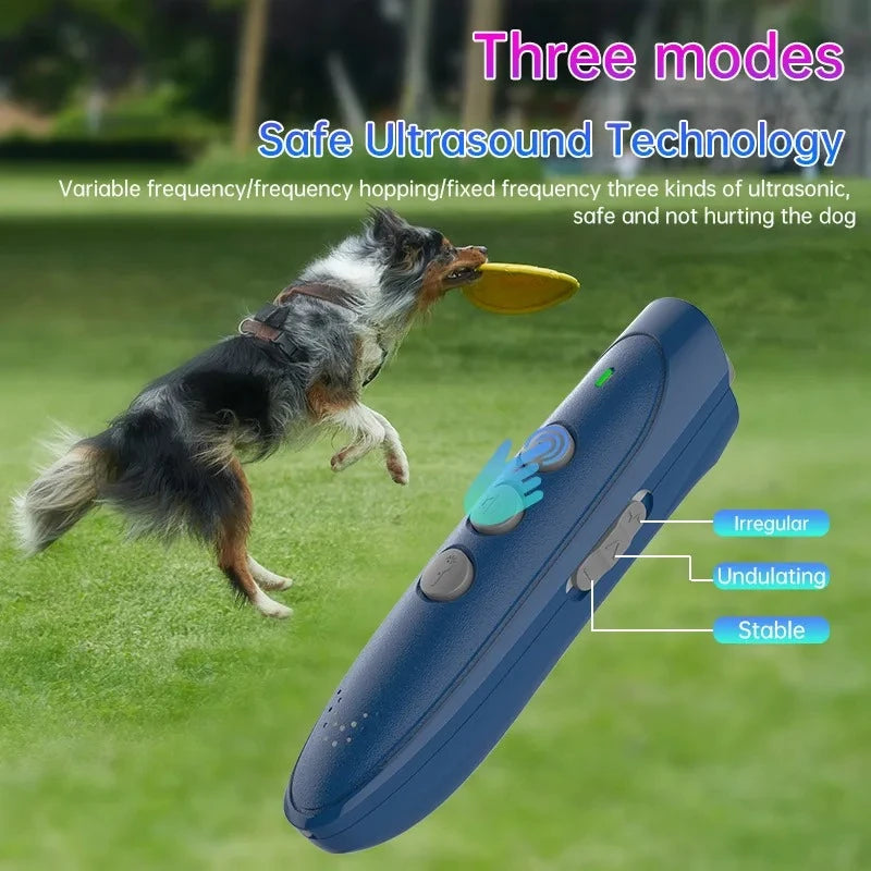 Handheld Ultrasonic Anti-Barking Deterrent Dog Bark Training Device Silent Pet Behavior Control Tool With LED Indicator Peaceful Pleasures Health and Wellness