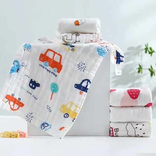 Baby 6-Layer Gauze Cotton Face Towel | Cartoon Handkerchief Baby Face Towel Peaceful Pleasures Health and Wellness