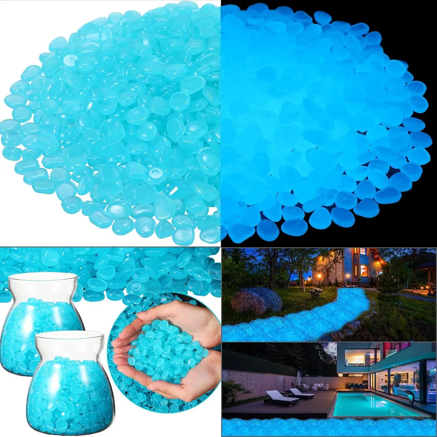 1200 Pcs Glow in the Dark Stones – Garden & Aquarium Pebbles Decorative Garden Pebbles Peaceful Pleasures Health and Wellness