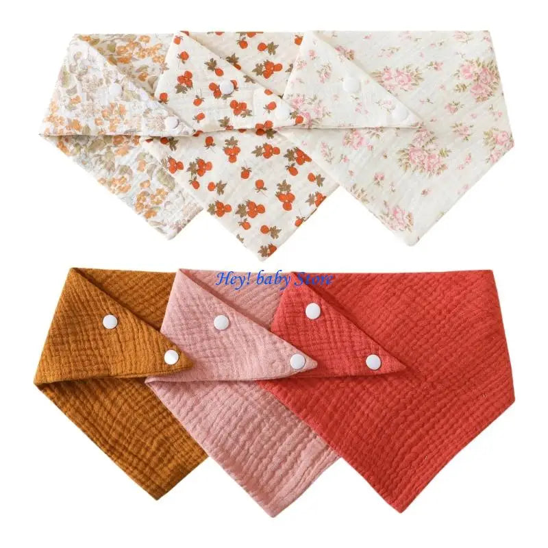 6-Pack Muslin Cotton Baby Bibs – Soft Drool & Feeding Bibs