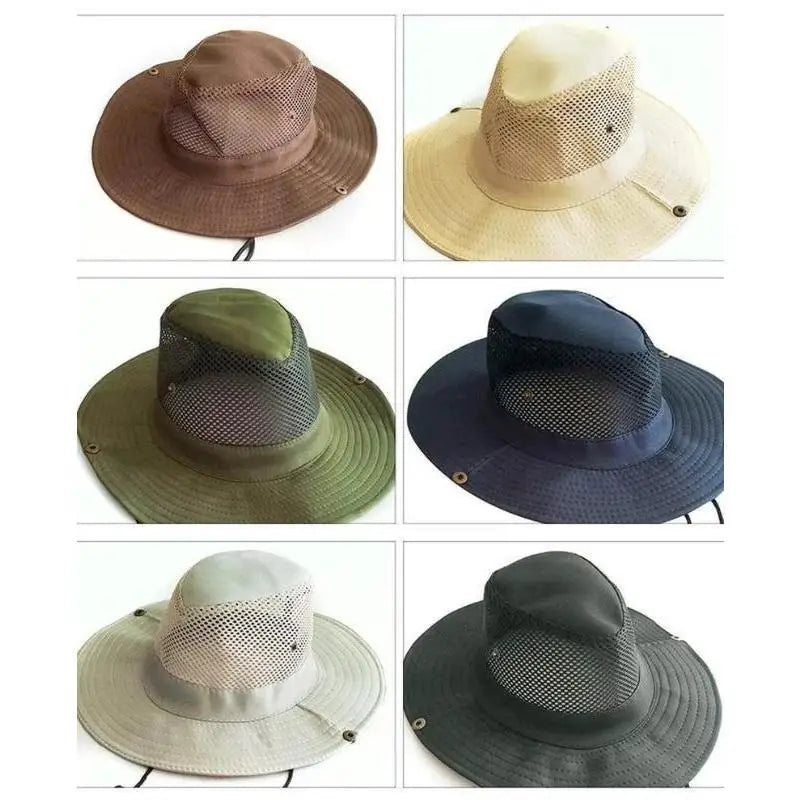 Men's Wide Brim Knight Sun Hat Monochrome Matte Outdoor Fisherman Cap