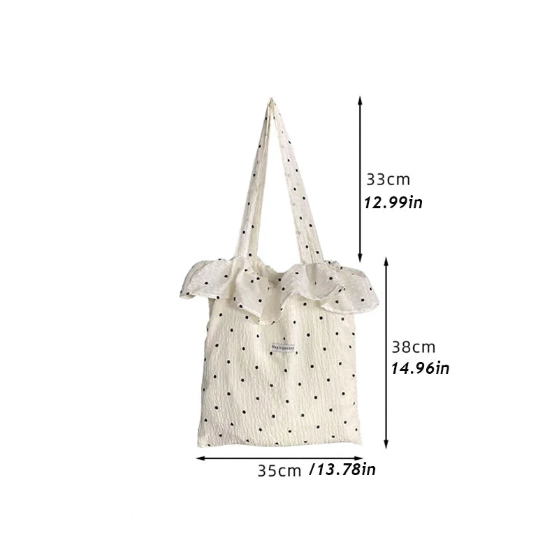 Floral Ruffled Chiffon Tote Bag – Reusable Women's Shoulder Bag