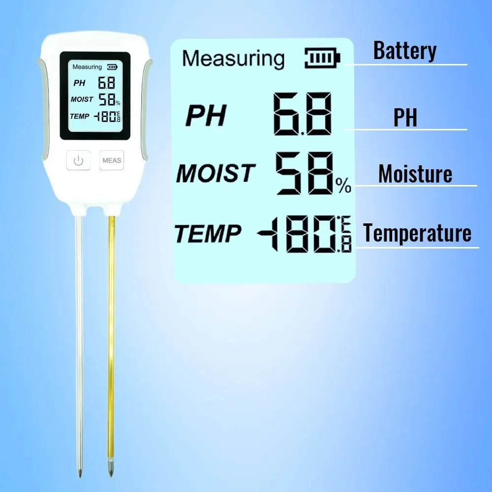 3-In-1 LCD Digital Soil PH Tester Temperature Humidity Meter Soil Test Kit for Potted Flower Plant Home Garden Planting Peaceful Pleasures Health and Wellness