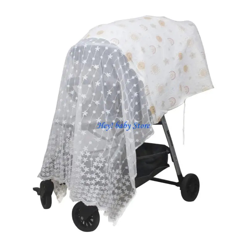 Baby Stroller Full Coverage Sun Shade & Fly Net Canopy Cover