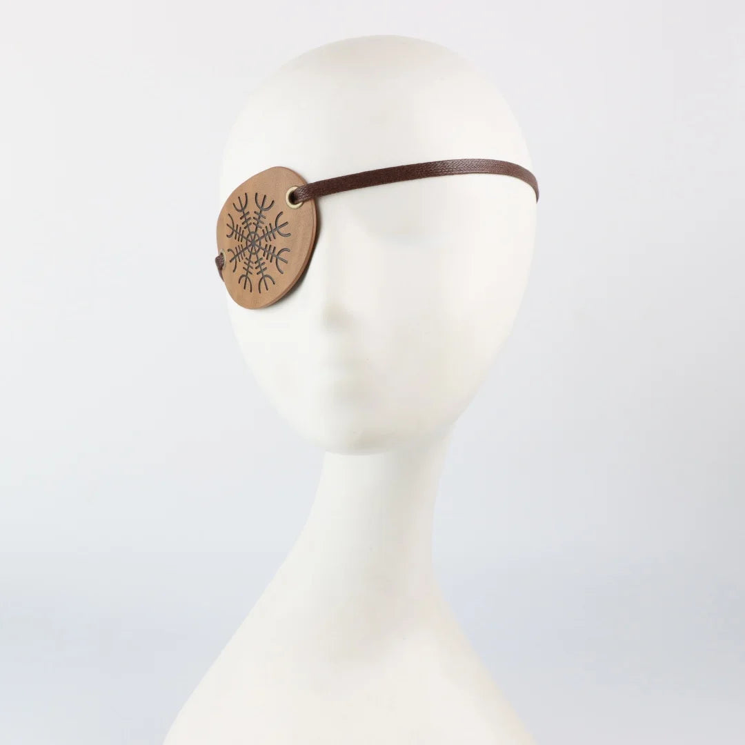 Vintage Faux Leather Pirate Eye Patch Medieval Embossed Mask Viking