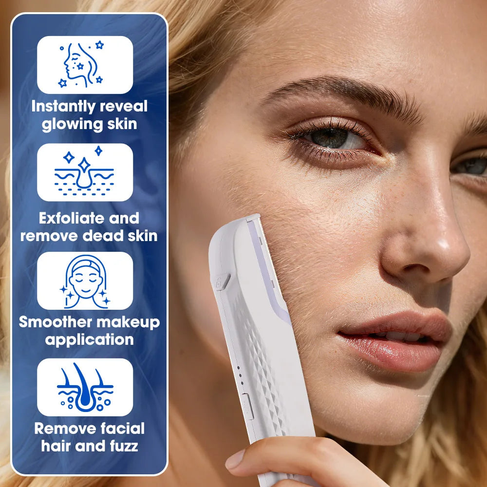 Electric Sonic Dermaplaning Razor for Women's Rechargeable Eyebrow Trimmer with 6 Replaceable Blades Facial Hair & Fuzz Shaver Peaceful Pleasures Health and Wellness