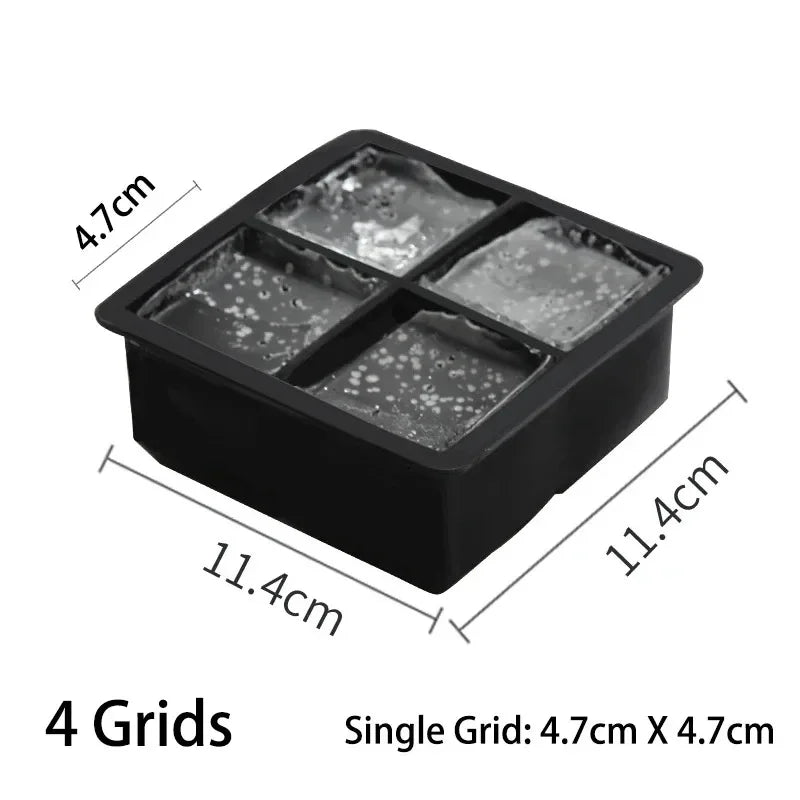 4/6/8/Grid Big Ice Tray Mold Box Large Food Grade Silicone Ice Cube Square Tray Mold Diy Bar Pub Wine Ice Blocks Maker Model Peaceful Pleasures Health and Wellness Style1