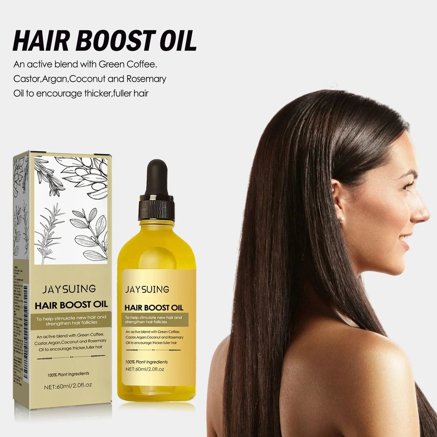 Rosemary Hair Boost Oil for Strength & Thicker Hair Peaceful Pleasures Health and Wellness 3x60ml Boxed