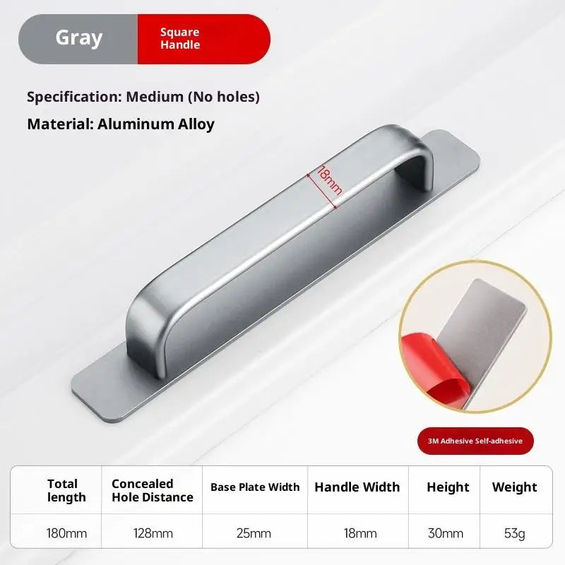 Drill-Free Adhesive Aluminum Door Handle for Sliding Doors