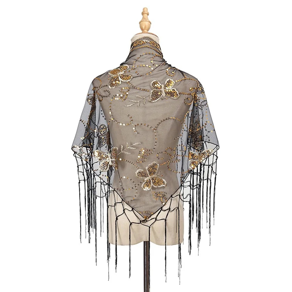 Women's Floral Lace Scarf Shawl – Boho Headscarf & Bandana