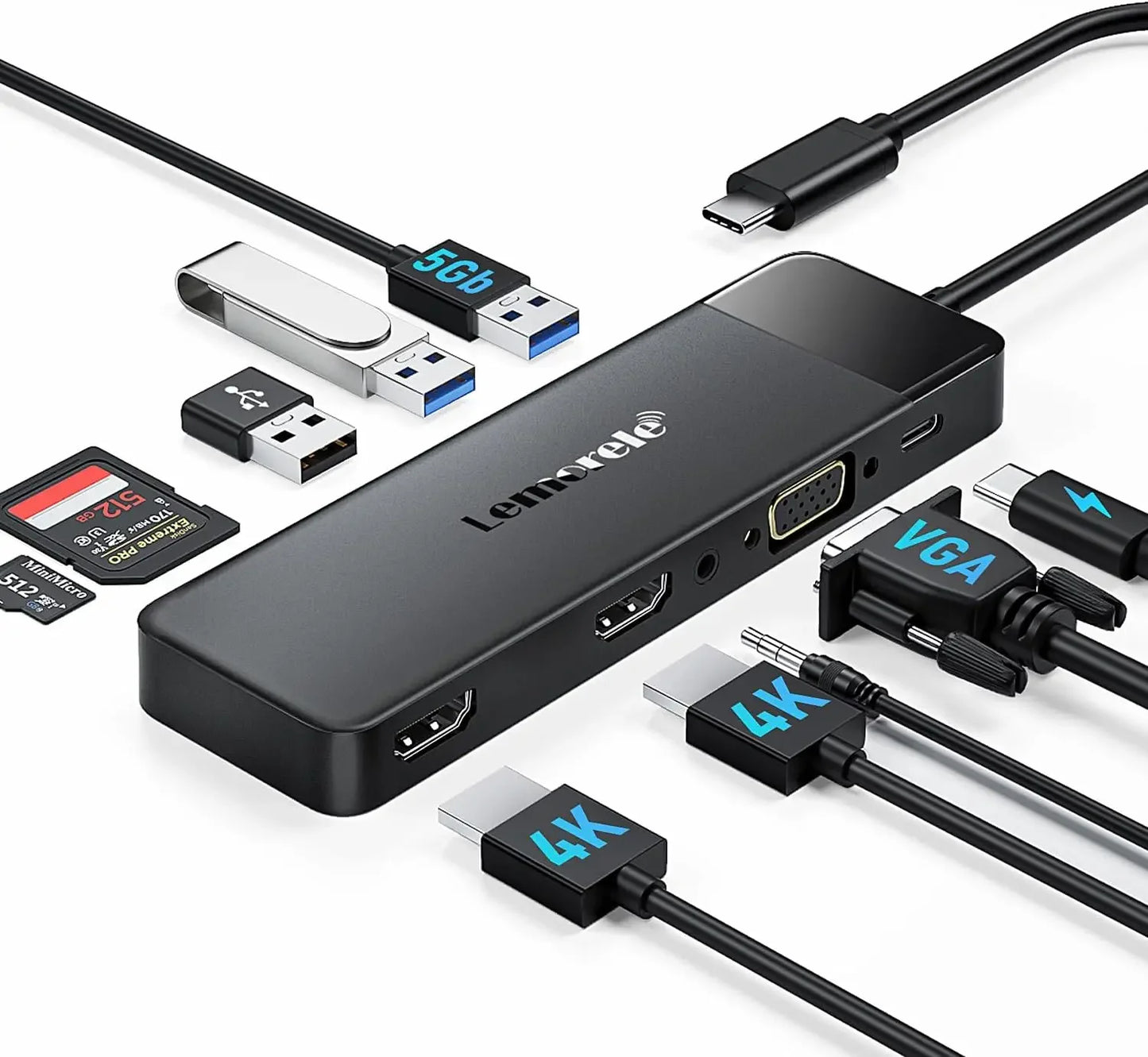 10-in-1 USB C Docking Station with Dual Monitor Support, 4K HDMI, VGA, 3 USB Ports, SD/TF Card Reader & 100W PD Charging Peaceful Pleasures Health and Wellness United States