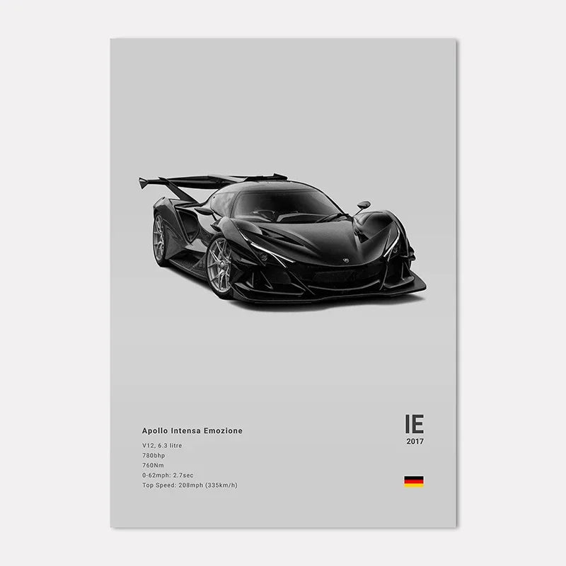 Famous Cars GT Canvas Wall Art Print Poster – Unframed Decor