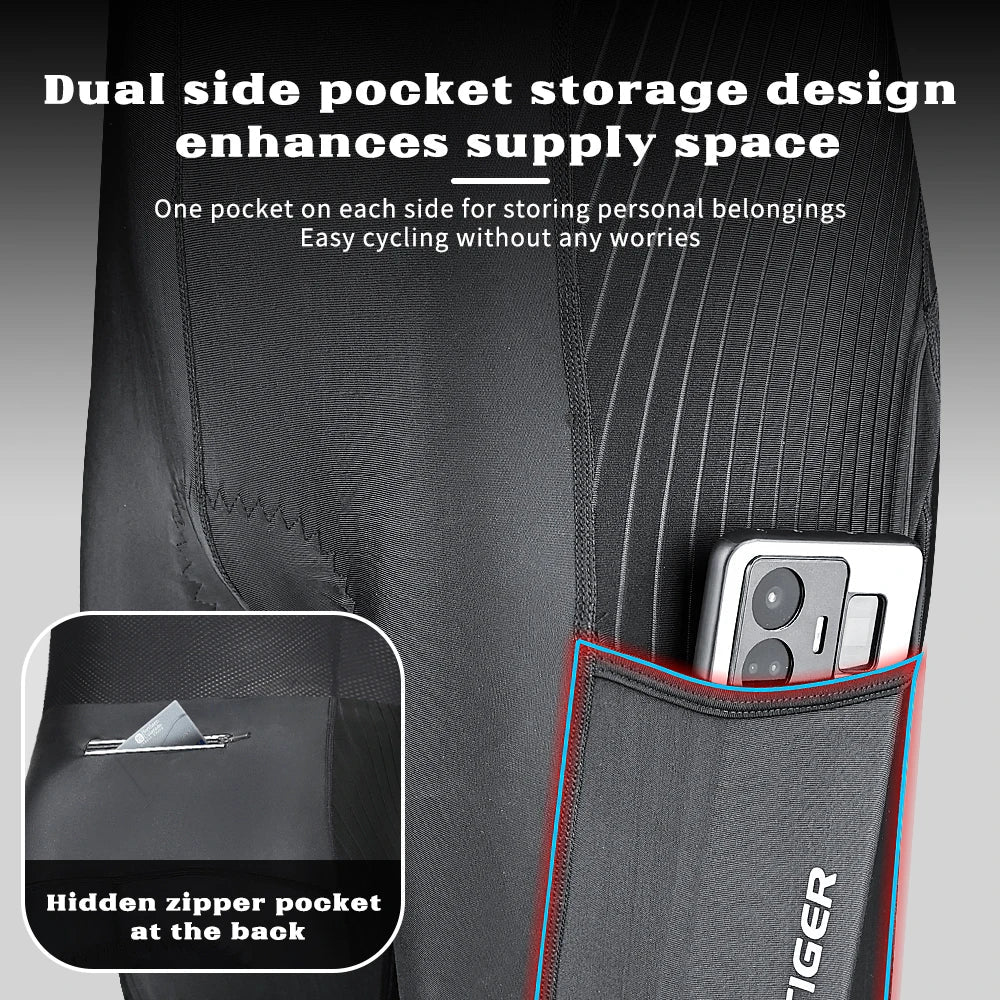X-TIGER Men's Cycling Bib Pants – 5D Gel Pad & 3 Pockets